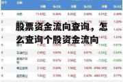 股票资金流向查询，怎么查询个股资金流向