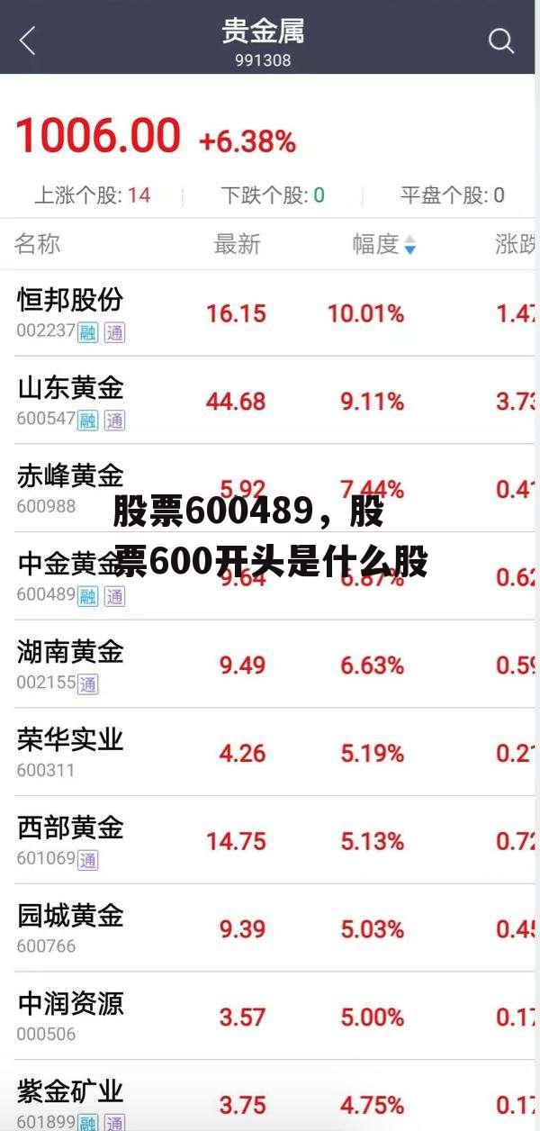 股票600489，股票600开头是什么股