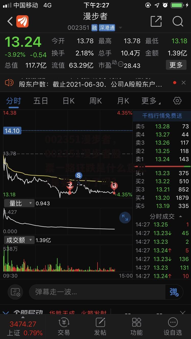 002351漫步者，002351漫步者股票一路狂跌是什么意思?是要退市了吗?