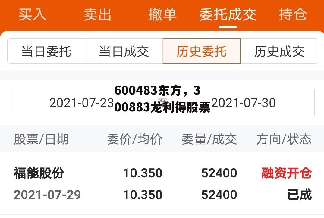 600483东方，300883龙利得股票