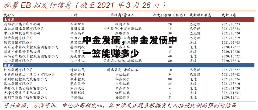 中金发债，中金发债中一签能赚多少