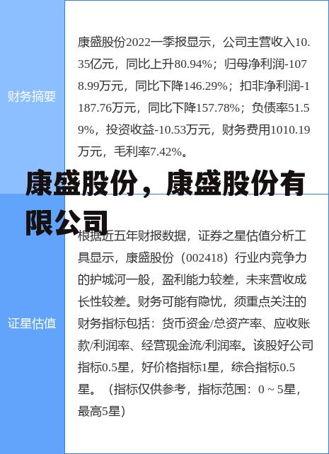 康盛股份，康盛股份有限公司