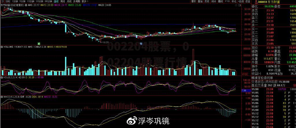 002204股票，002204股票行情